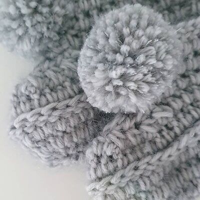 Mohair Grey Pompom Booties