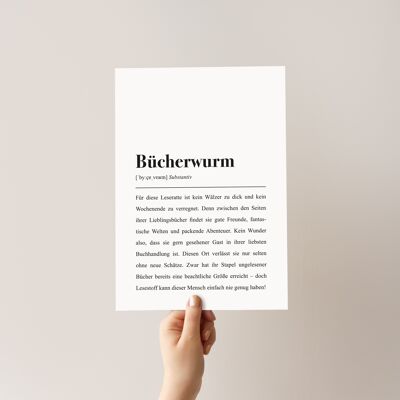 Bücherwurm Definition: DIN A4 Poster für Leseratten