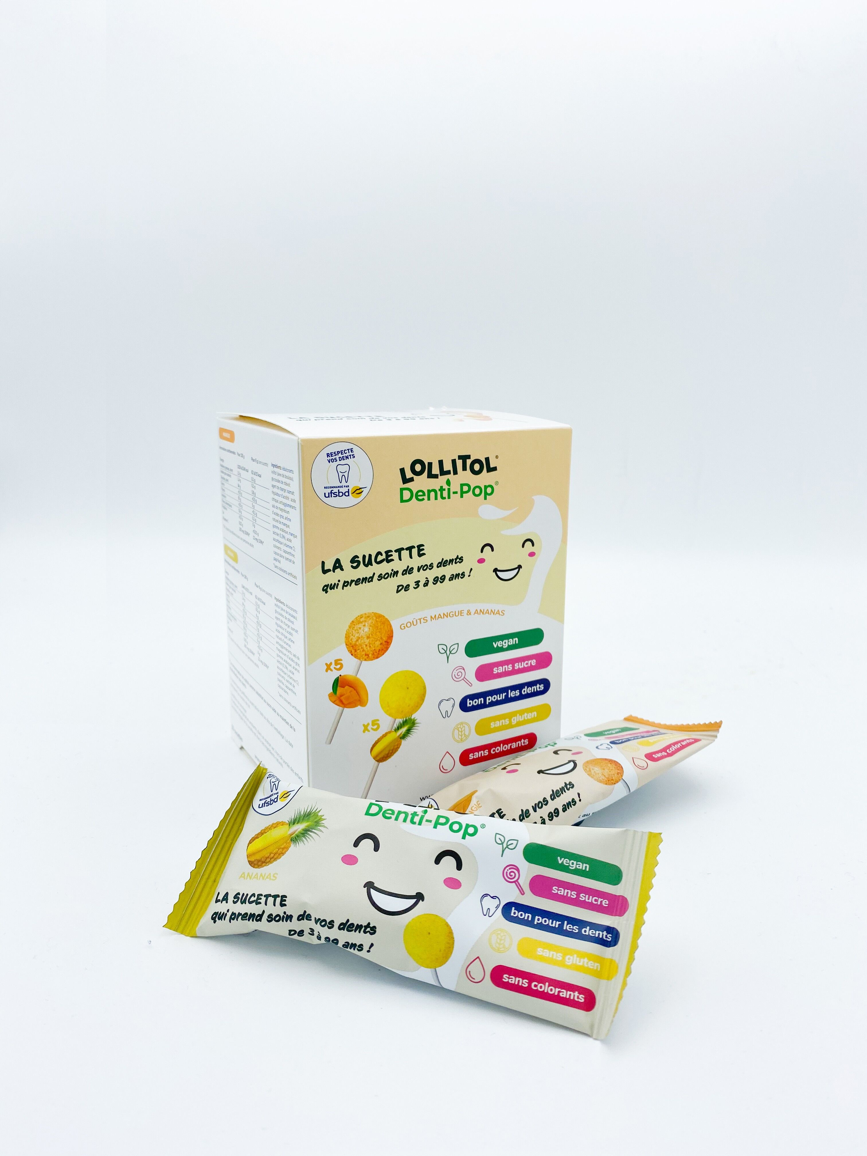 Lecca Lecca Senza Zucchero - Lollitol - Box Frutta Esotica, Gusto Mango & Ananas - La Dolciaria che Unisce Delicatezza e Benessere - Caramelle Senza Zucchero, Vegane e Senza Aspartame - Confezione da 10