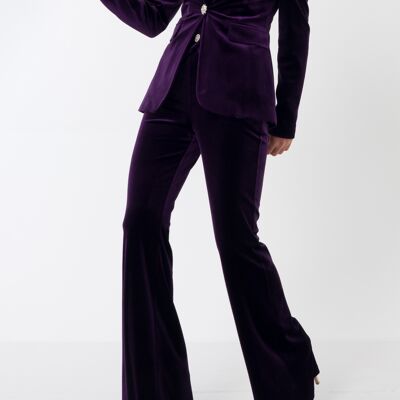 Blazer ajustado de terciopelo morado