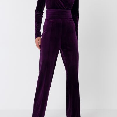 Purple Coloured Velvet Jumpsuit