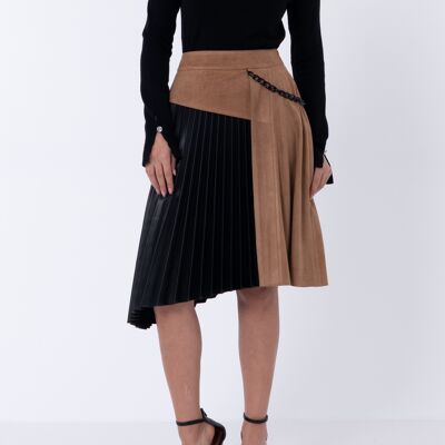 Black Camel Coloured Pleaded knee-length skirt