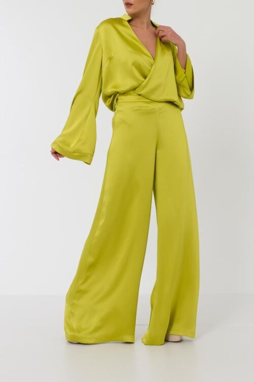 Oil Coloured Wide leg silky trousers