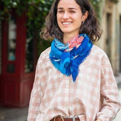 Foulard coton - Montgolfière - Bleu