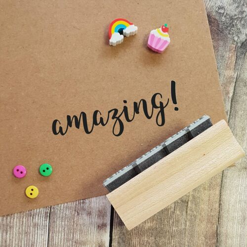 Amazing Sentiment Text Rubber Stamp, made in the UK