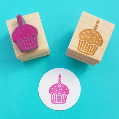 Birthday Cupcake Mini Rubber Stamp