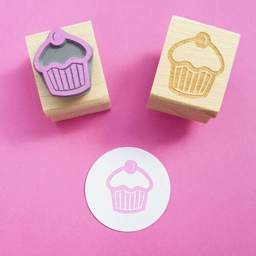 Cherry Cupcake Mini Rubber Stamp