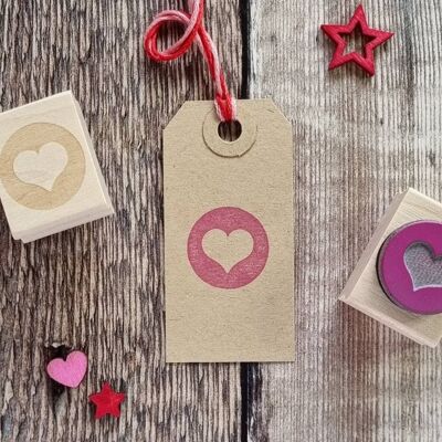 Circle Heart Mini Rubber Stamp