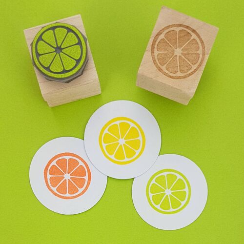 Citrus Slice Mini Lemon Lime Orange Rubber Stamp
