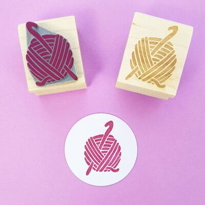 Crochet Ball and Hook Mini Rubber Stamp