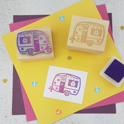 Festival Caravan Trailer Rubber Stamp