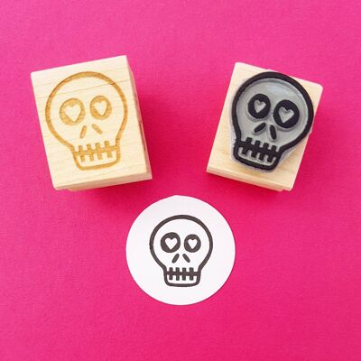 Halloween Love Sick Skull Mini Rubber Stamp