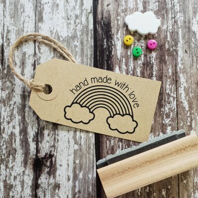 Hand Made Love Rainbow Rubber Stamp