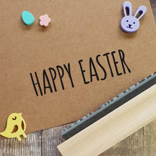 Happy Easter Skinny Font Rubber Stamp