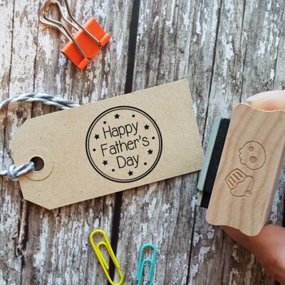 Happy Father's Day Round Rubber Stamp