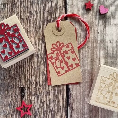 Heart Present Rubber Stamp