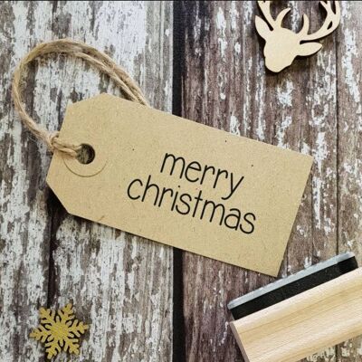 Merry Christmas Simple Font Small Rubber Stamp