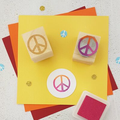 Peace Sign Mini Rubber Stamp