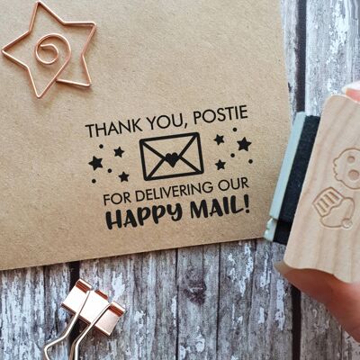 Gracias Postie cartero sobre feliz correo sello de goma
