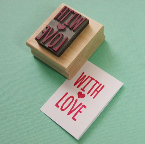With Love Heart Rubber Stamp