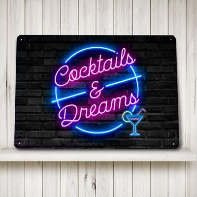 Cocktails & Dreams, enseigne décorative en métal