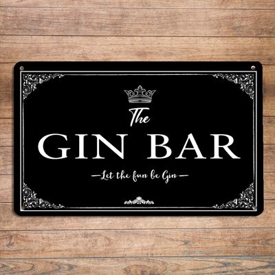 The Gin Bar, letrero metálico decorativo
