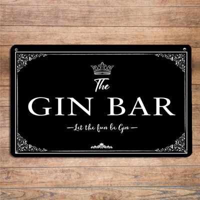 The Gin Bar, letrero metálico decorativo