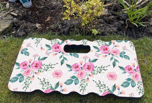 Garden Kneeling Pad - Pink Roses Foam Kneeler 40cm x 20cm