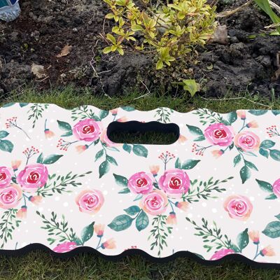 Cojín de rodillas de jardín - Reclinatorio de espuma de rosas rosadas 40 cm x 20 cm