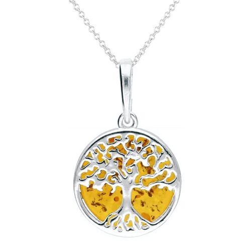 Absolutely Stunning Dainty Amber Tree of Life Necklace