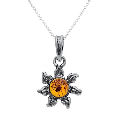 Absolutely Stunning Dainty Amber Flower Necklace