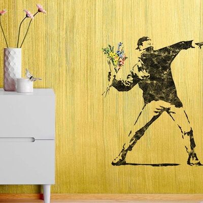 Banksy Adesivo Murale Sagomato - *Der Blumenwerfer (45x55cm)