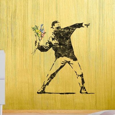 Banksy Adesivo Murale Sagomato - *The Flower Thrower (45x55cm)