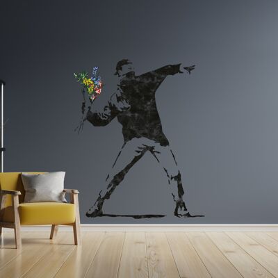 Banksy Adesivo Murale Sagomato - *El Lanzador de Flores (65x80cm)
