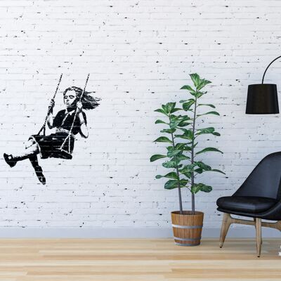 Banksy Adesivo Murale Sagomato - *Fille qui se balance (50x60cm)