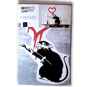Banksy Adesivo Murale Sagomato - *Rat d'amour (90x105 cm) 2