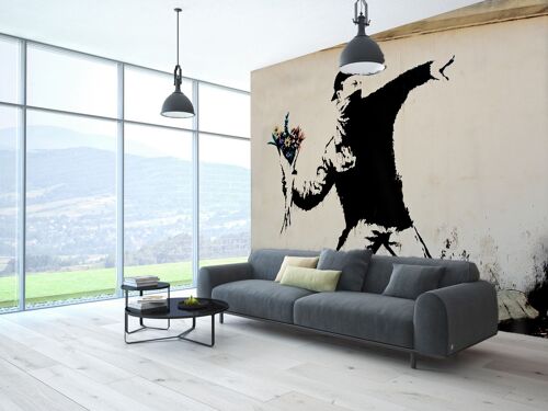 Banksy Carta da Parati - *Il lanciatore di fiori (254x270 cm)