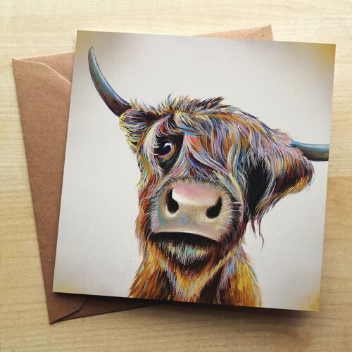 A Bad Hair Day Highland Cow Greetings Card