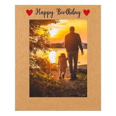 Second Ave Happy Birthday Red Hearts Oak 6×4 Portrait Picture Photo Frame Gift