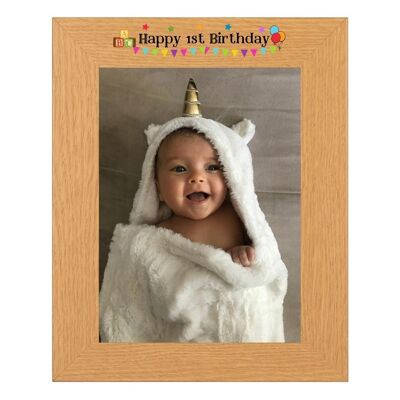 Second Ave Happy 1st Birthday Baby Oak 6 × 4 Ritratto Cornice per foto Regalo