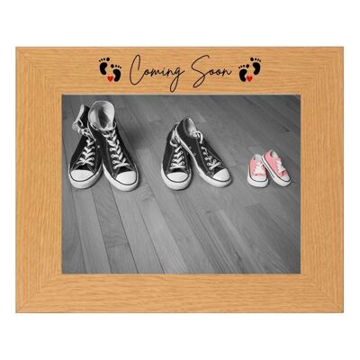 Second Ave Baby Feet Coming Soon Scan Schwangerschaftsankündigung Eiche 6 × 4 Querformat Fotorahmen Geschenk