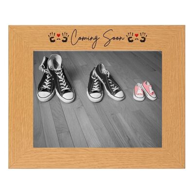 Second Ave Baby Hands Coming Soon Scan Pregnancy Announcement Oak 6×4 Landscape Picture Photo Frame Gift