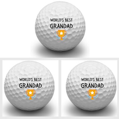 Second Ave Pack de 3 pelotas de golf World's Best Grandad Father's Day Christmas Birthday Golfer Gift