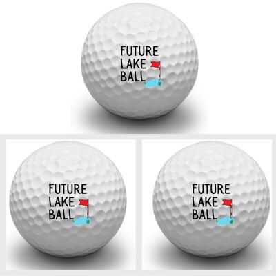 Second Ave Lot de 3 balles de golf amusantes Joke Future Lake Ball Fête des pères Noël Anniversaire Cadeau de golfeur