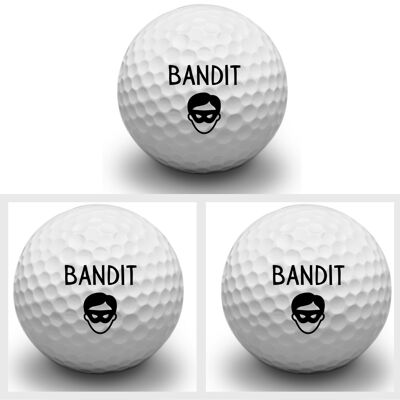Second Ave Lot de 3 balles de golf amusantes Joke Bandit Fête des pères Noël Anniversaire Golfeur Cadeau