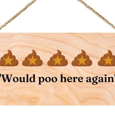 Second Ave Funny Joke Toilet Review Wooden Hanging Gift Rectangle Bathroom Sign Plaque