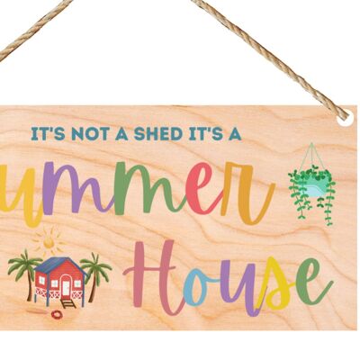 Second Ave Funny Joke It’s Not A Shed It’s A Summer House Rechteckiges Geschenkschild aus Holz zum Aufhängen