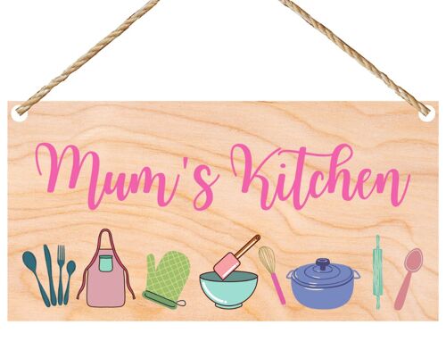 Second Ave Cute Mum’s Kitchen Wooden Hanging Gift Sign Plaque Mum Mummy Mother’s Day Birthday