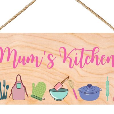 Second Ave Cute Mum's Kitchen Plaque cadeau à suspendre en bois Maman Maman Fête des mères Anniversaire