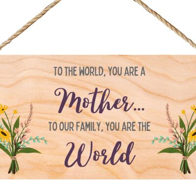 Second Ave Cute Mother You Are Our World Targa regalo da appendere in legno targa mamma mamma compleanno festa della mamma